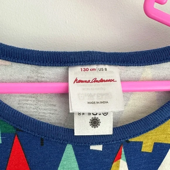 Hanna Andersson Girls Christmas Tree Dress Size 8 (130) Long Sleeve Pockets - Picture 4 of 8